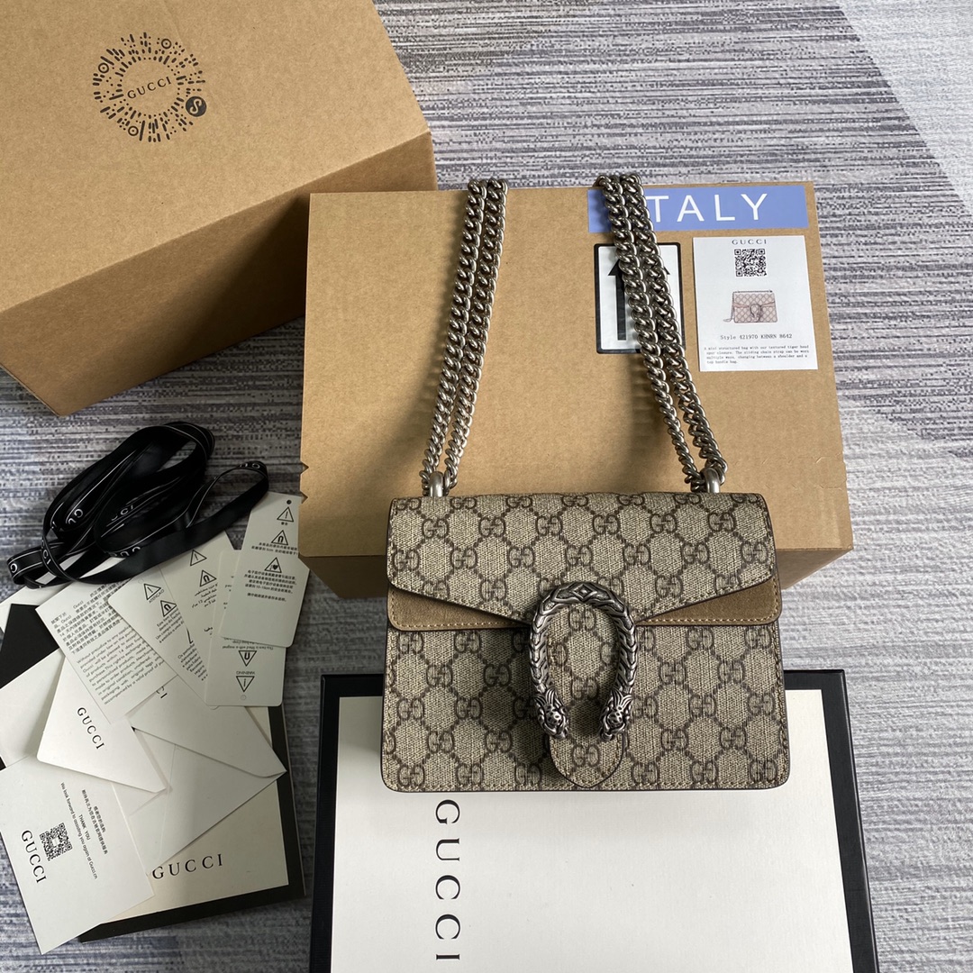 Gucci Dionysus GG Supreme Mini Bag Shoulder Bag 421970 Khaki